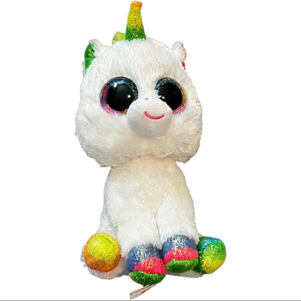 Ty Beanie Boos Pixy the White Unicorn Plush 6”